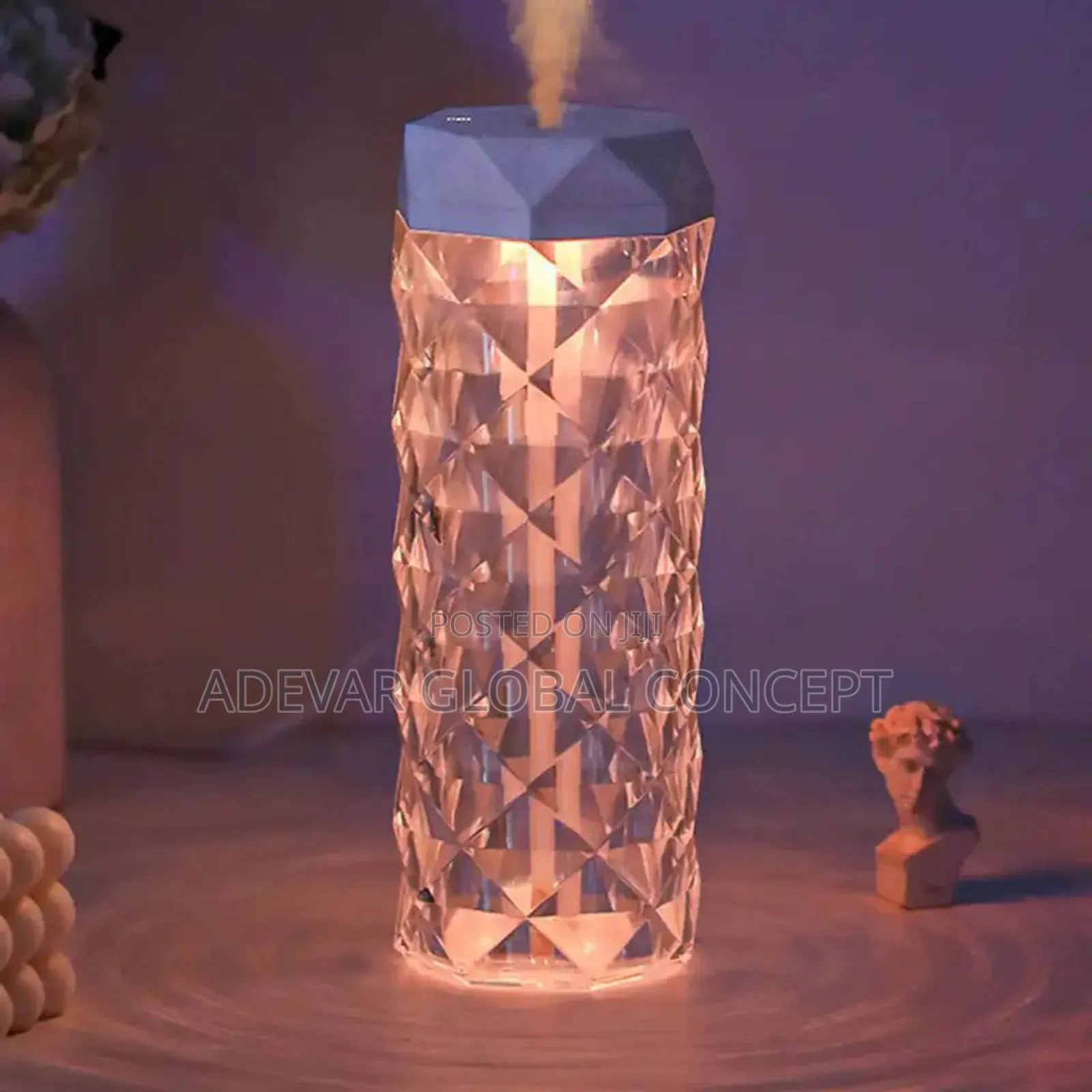 1l Crystal Humidifier Usb Air Purifier Diffuser Night Lamp