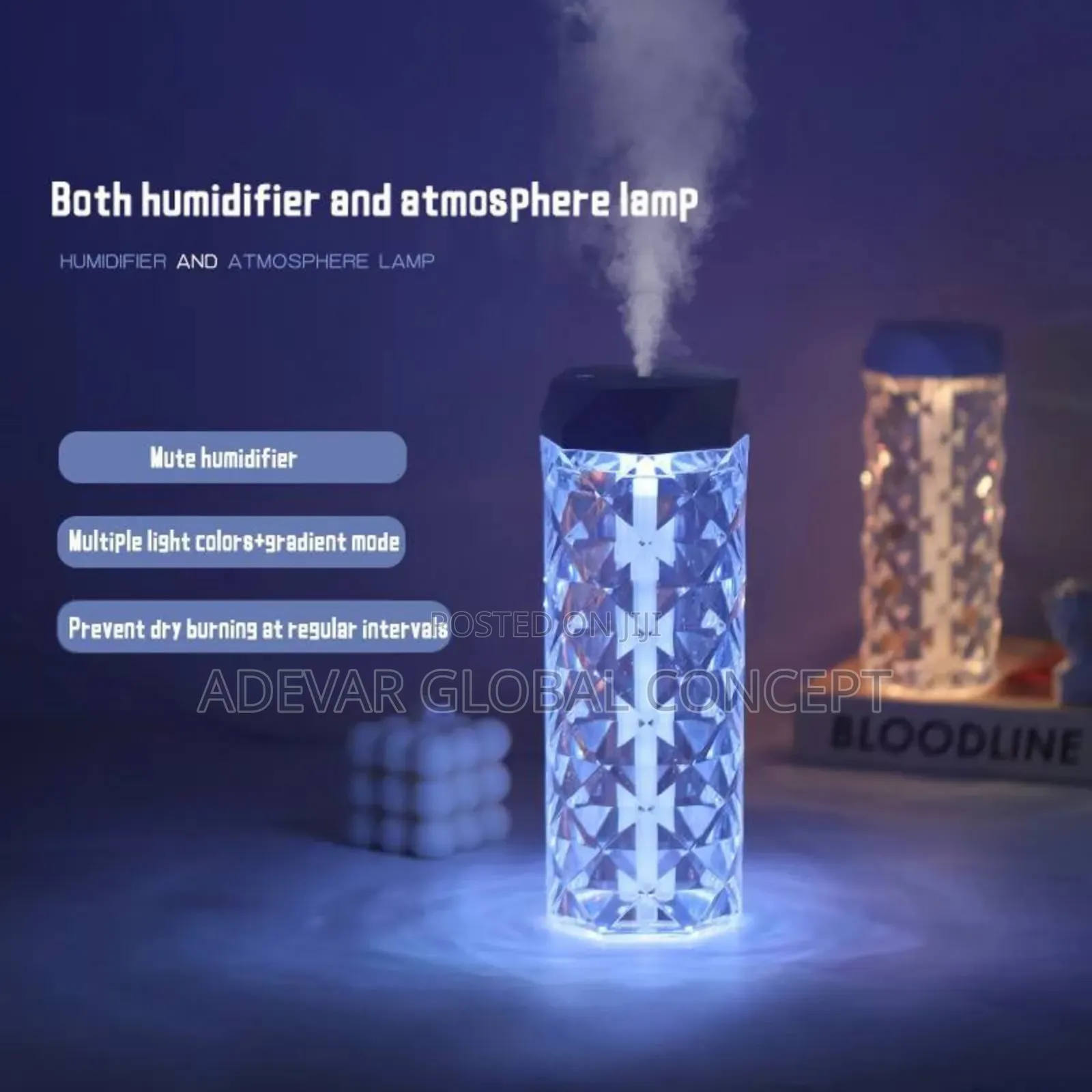1l Crystal Humidifier Usb Air Purifier Diffuser Night Lamp