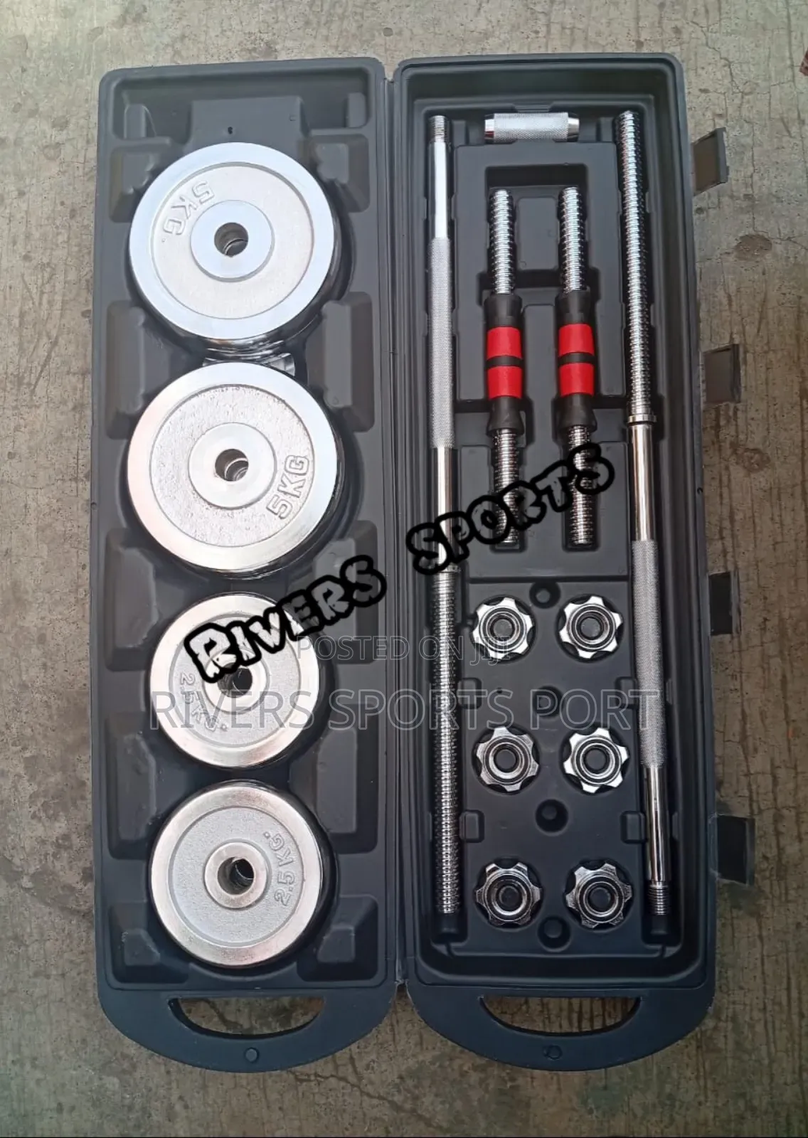 Heavy 50kg Adjustable Chrome Dumbbell and Barbell Set With Carry Box