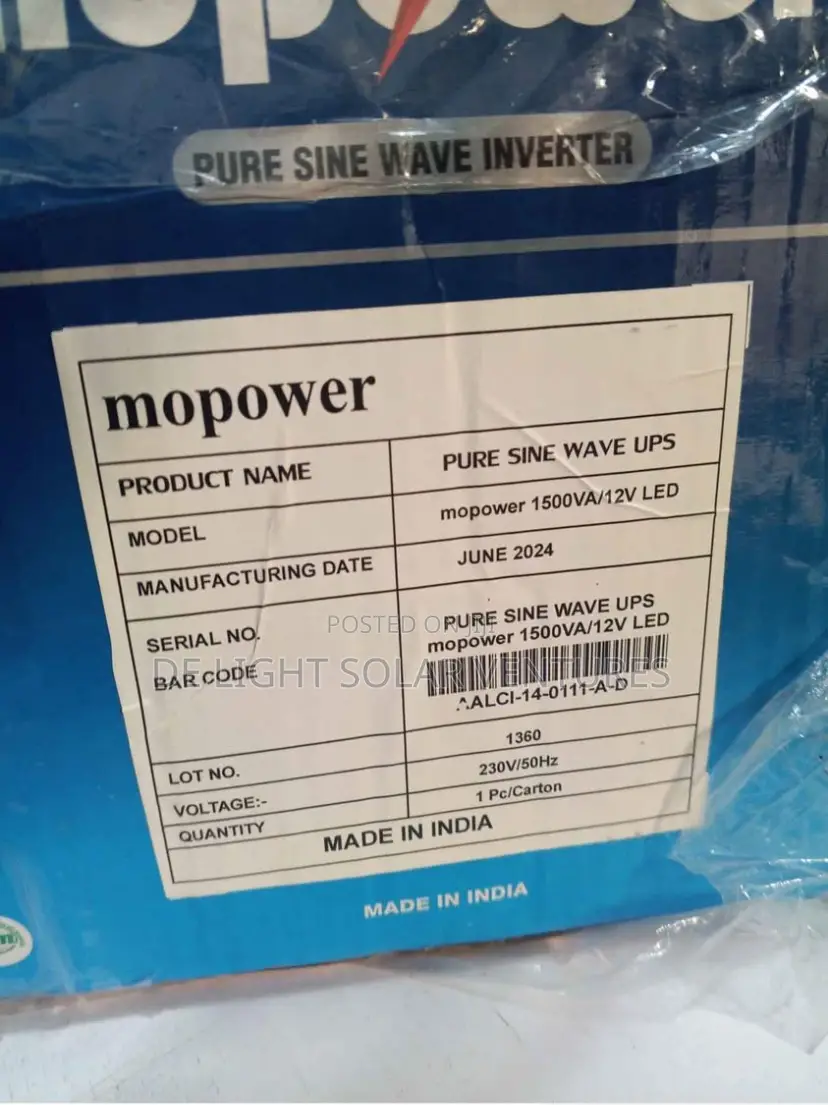 1.5kva/12v Mopower Pure Sine Wave Solar Inverter