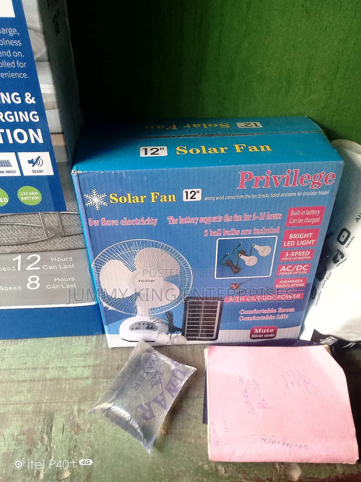 12 Inches Rechargeable Table Fan With Solar