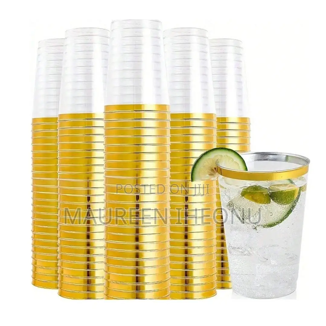Acrylic Disposable Gold Designed Cup - 25pcs
