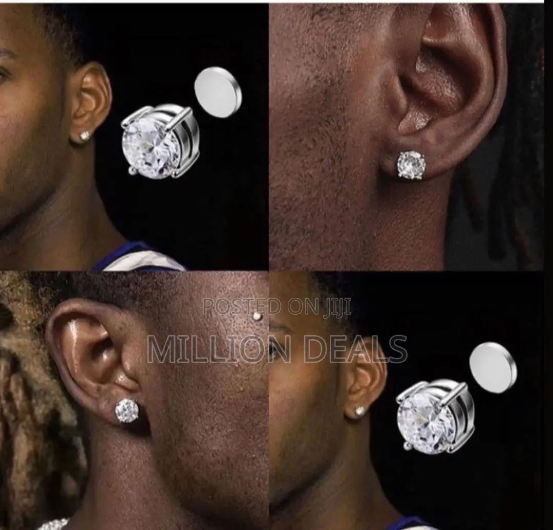 Iced Luxe Magnetic Men’S Silver Earrings