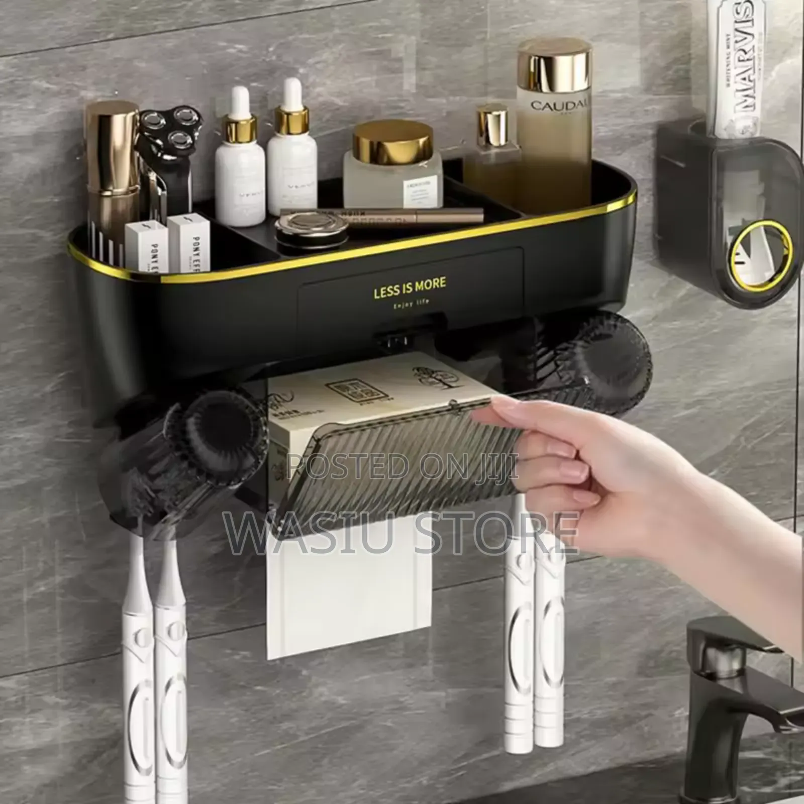 Toothbrush Holder 2 Cups Automatic Toothpaste Dispenser