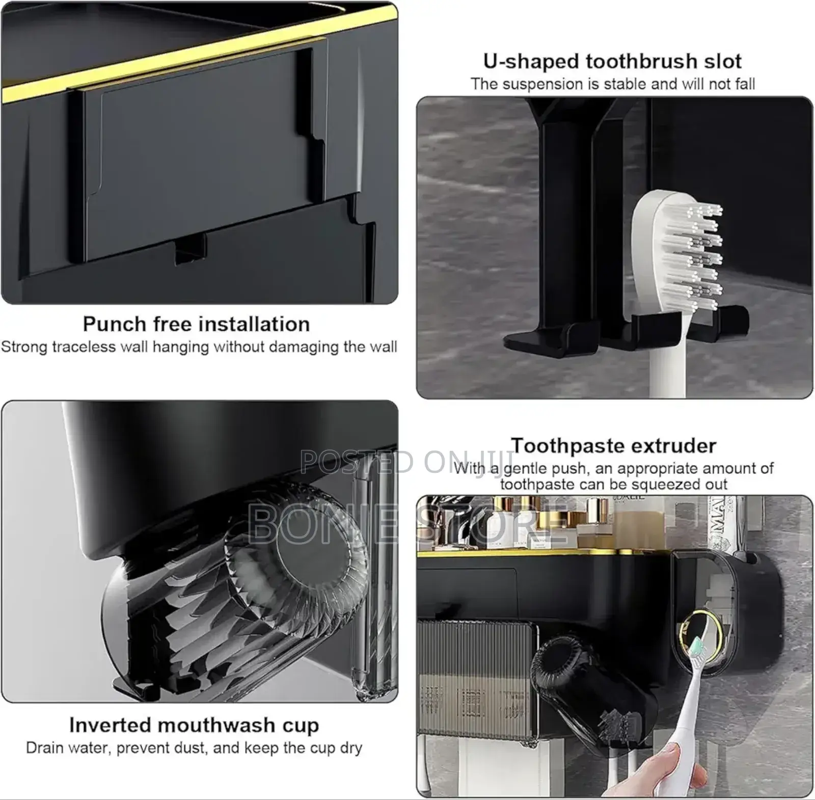 Toothbrush Holder Toothpaste Dispenser With Storage Shelf