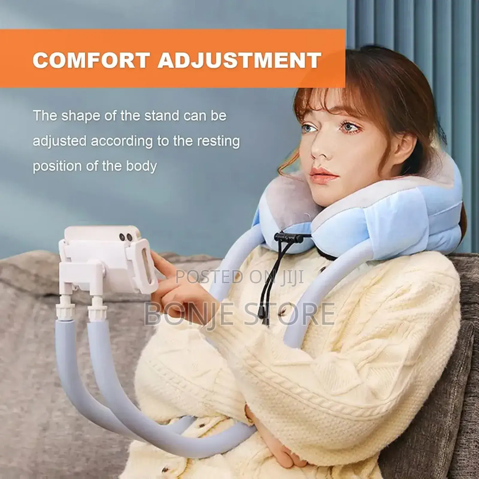 2in1 U-Shaped Neck Pillow With Gooseneck 360° Phone Holder
