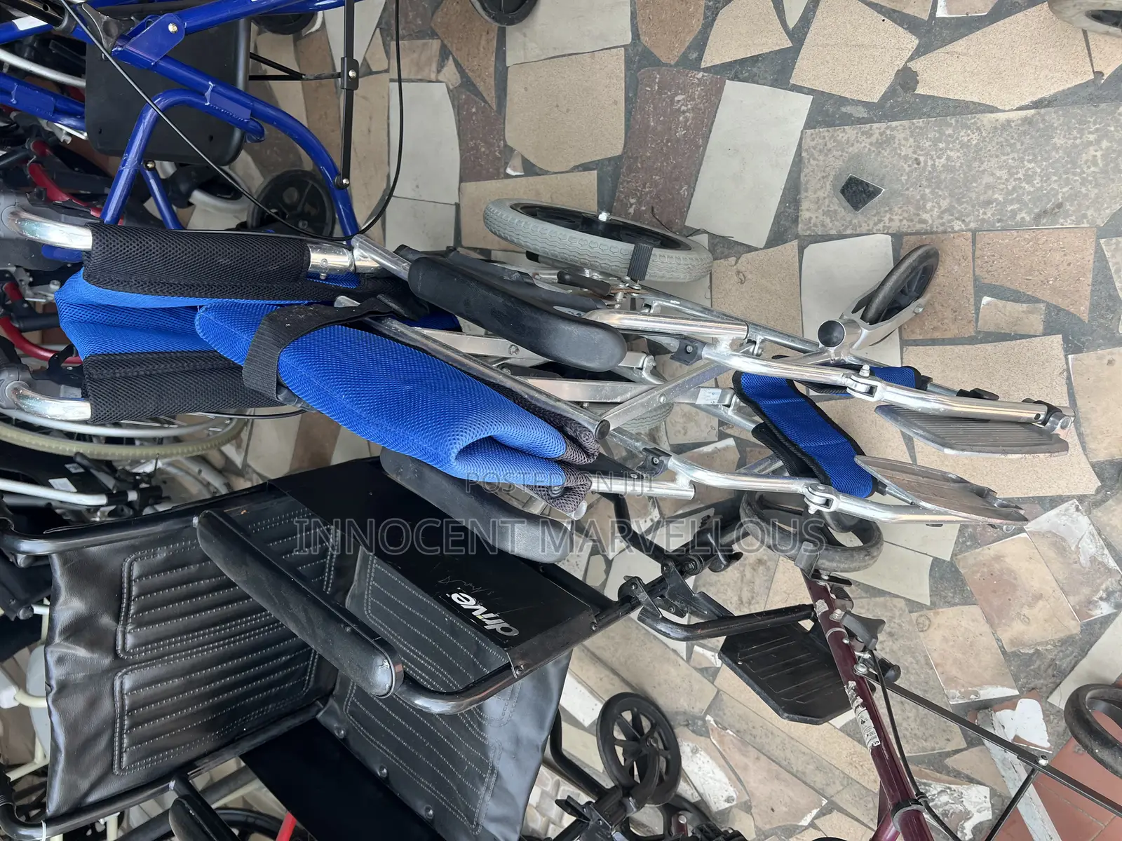 Standard Blue Pushing Wheelchair