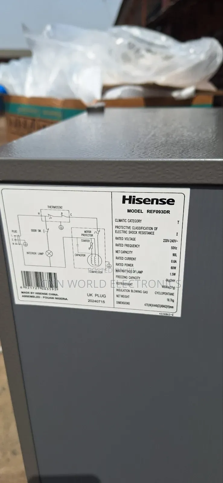 New Hisense 90lsingle Door Fridge Faster Cooling With Key