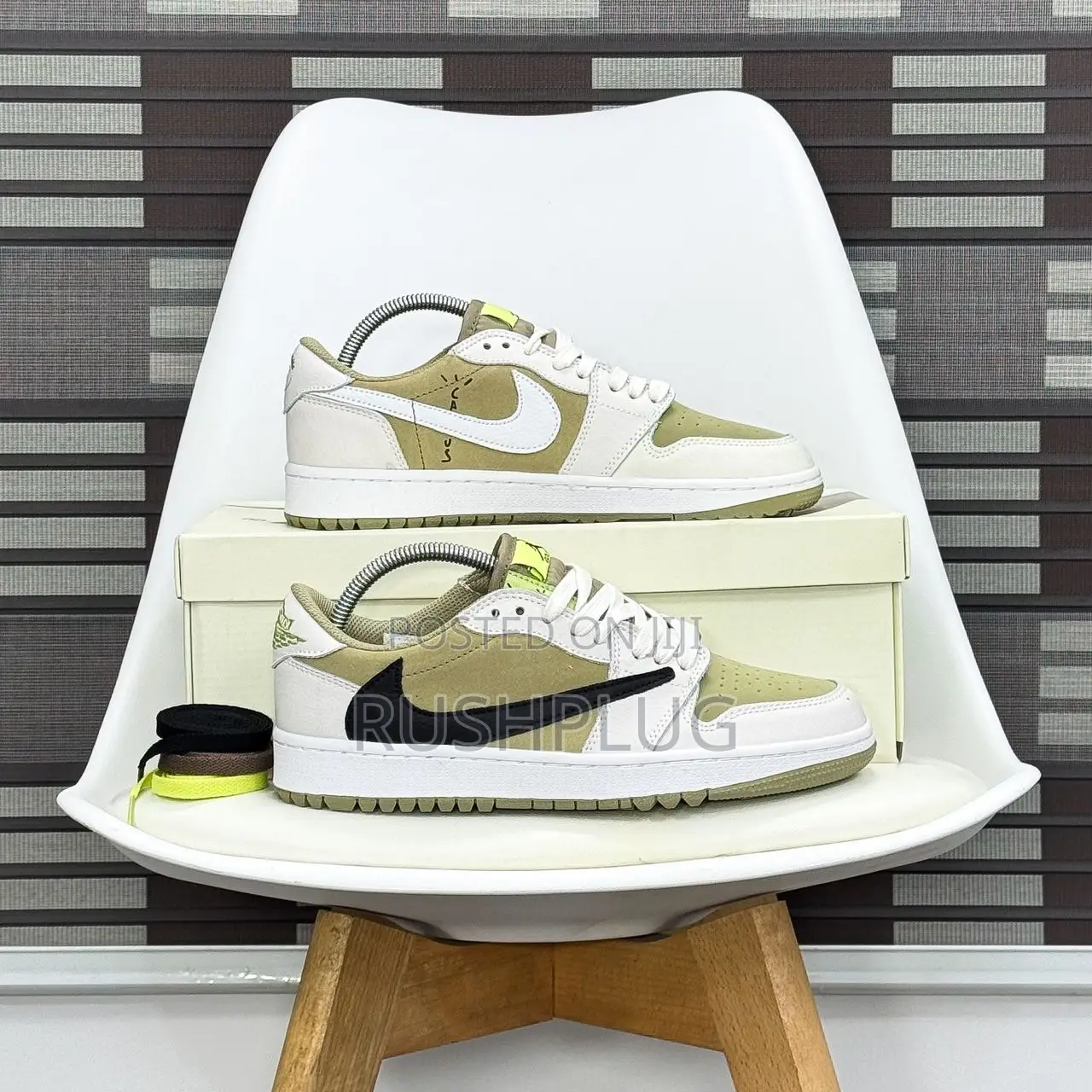 Travis Scott X Jordan 1 Low Retro “Neutral Olive” Sneakers