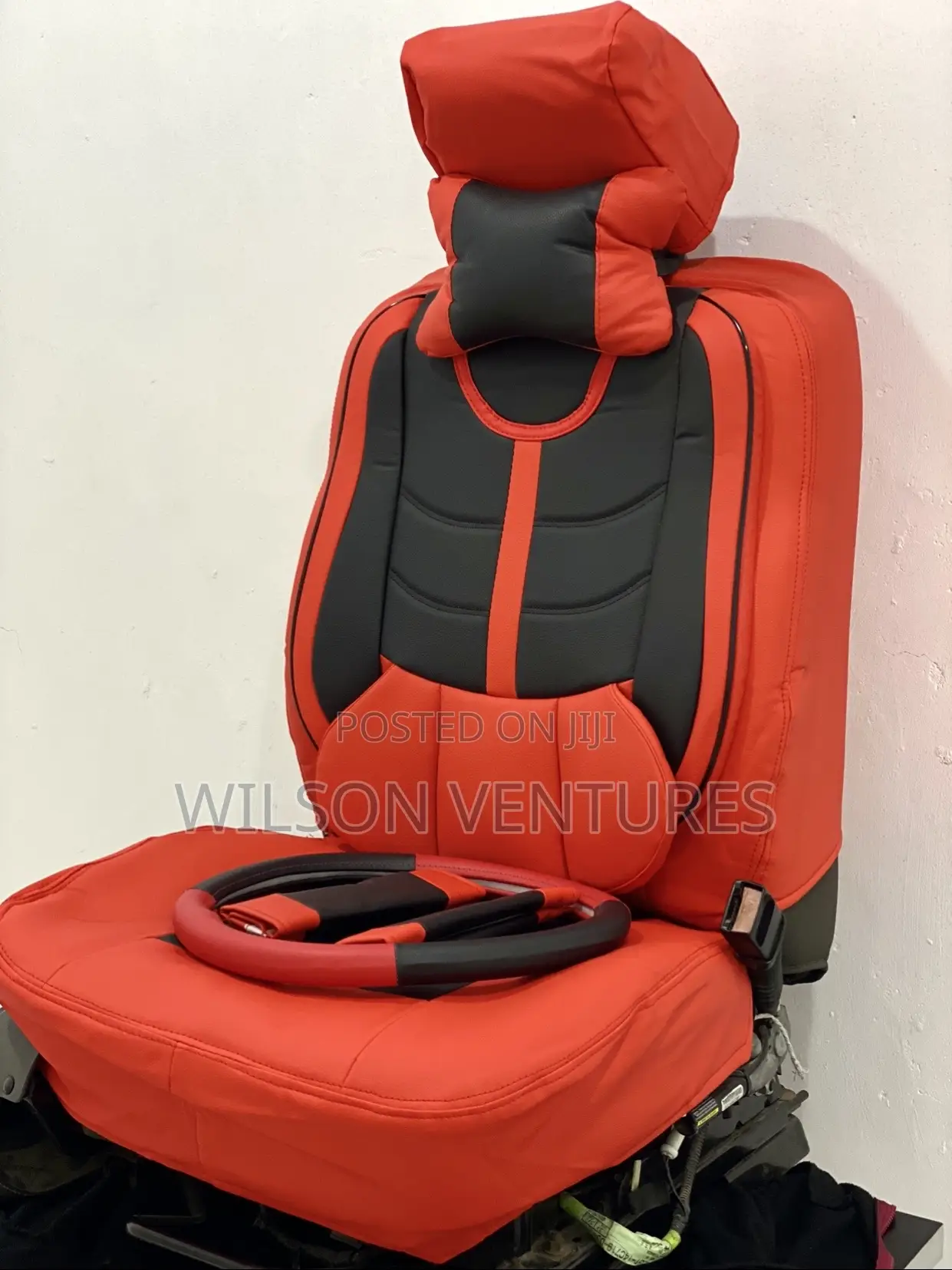 5 Seater Car Seat Cover Red With Black