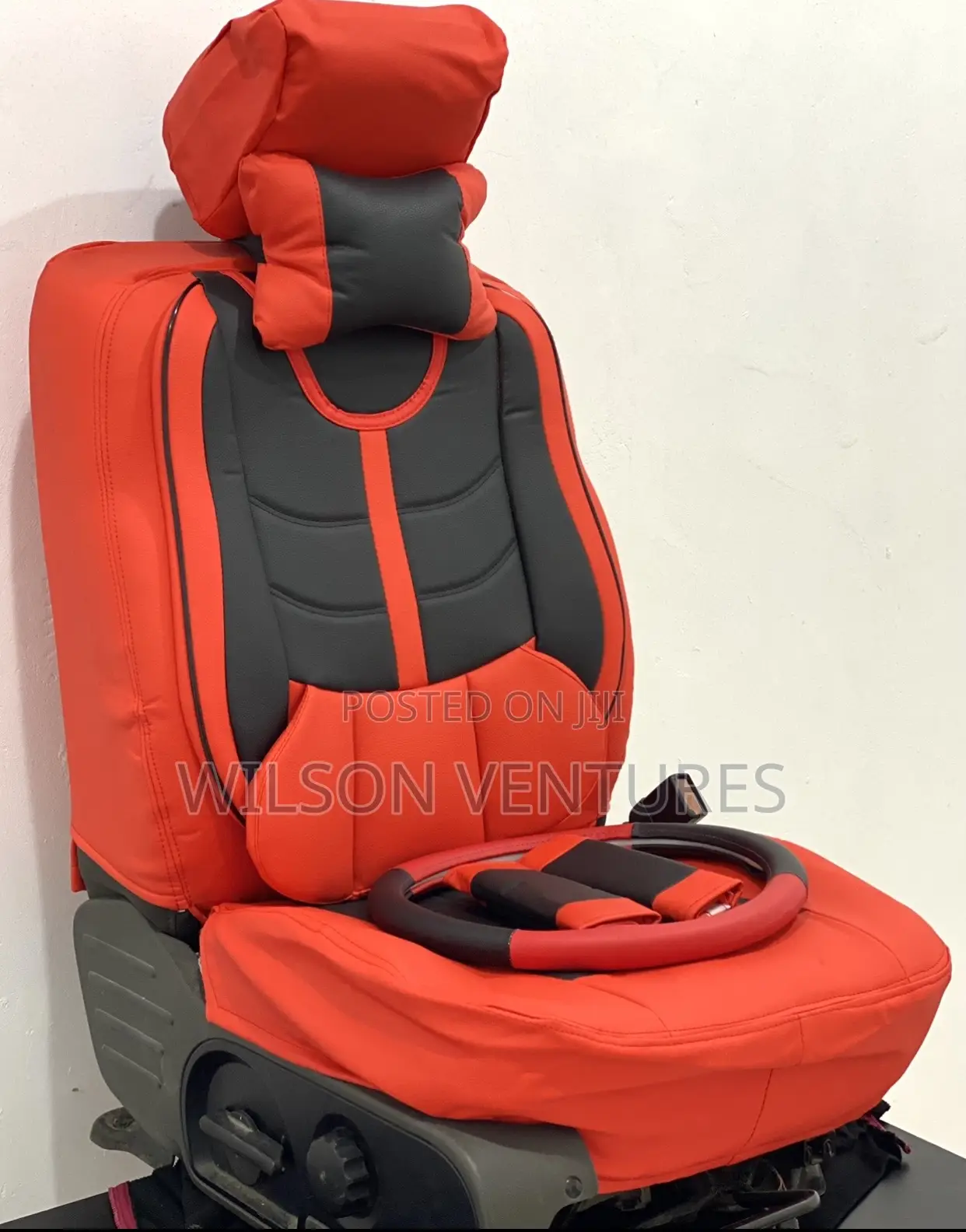5 Seater Car Seat Cover Red With Black