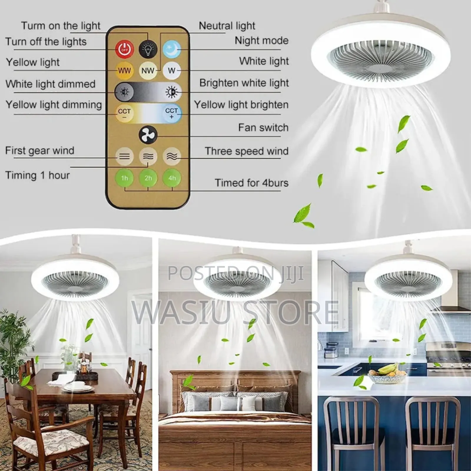 LED Multi-Function Fan With Light