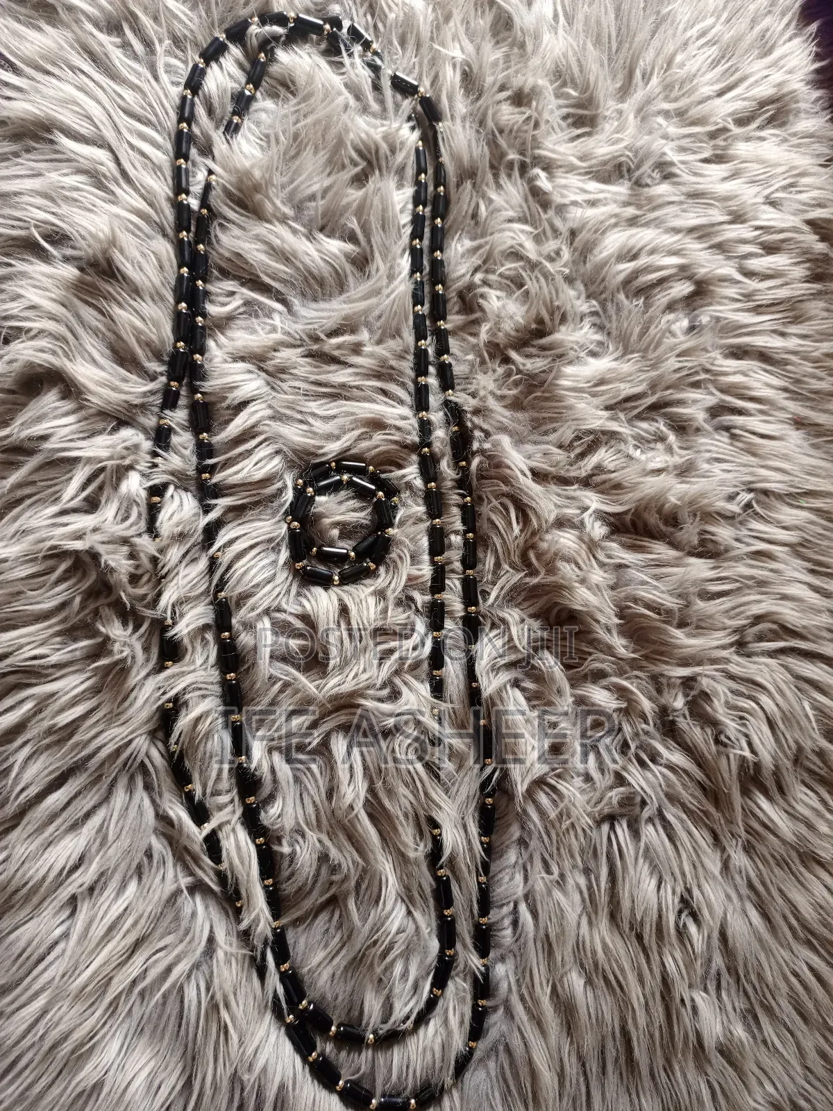 Black Gold Navel Length 2 Layers Men Ceremonial Beads 005