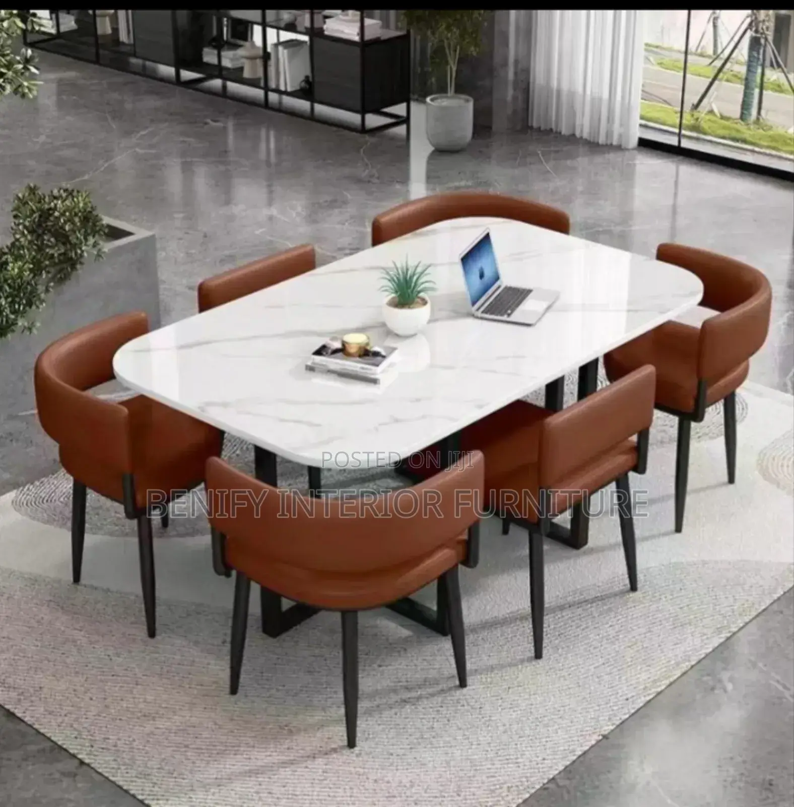 6 Seater Marble Dining Table and Chair