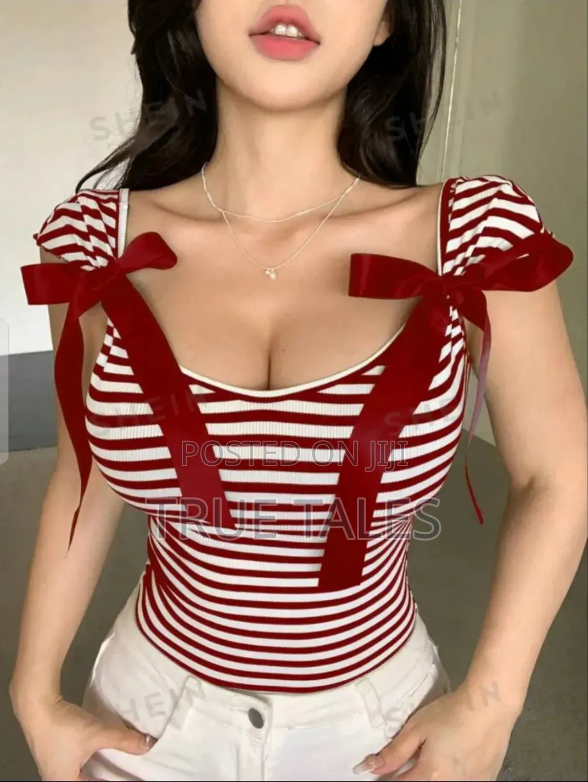 Ladies Stretchy Snug Fit Bow Tops