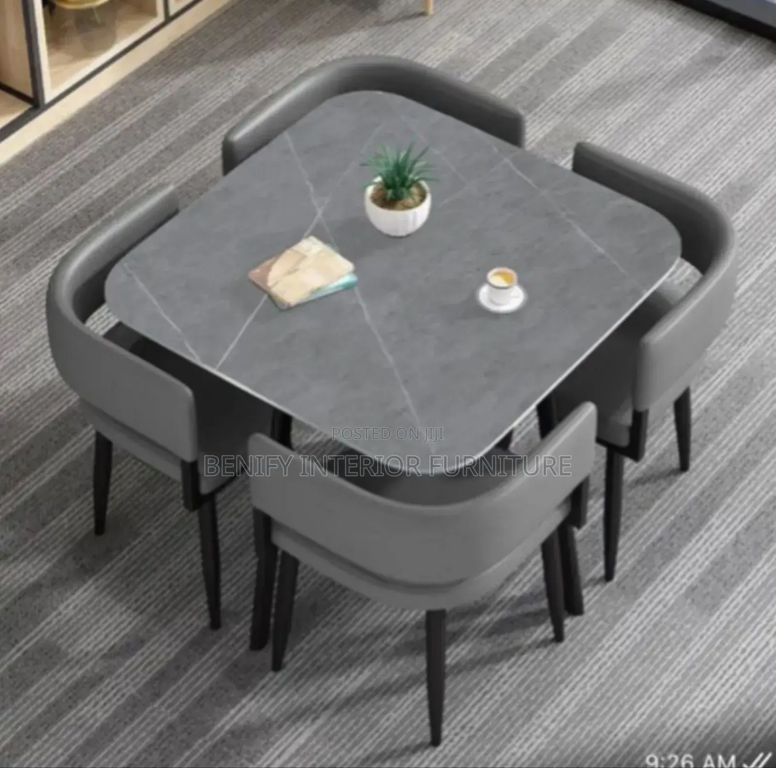 4 Seater Marble Top Dining Table and Chair