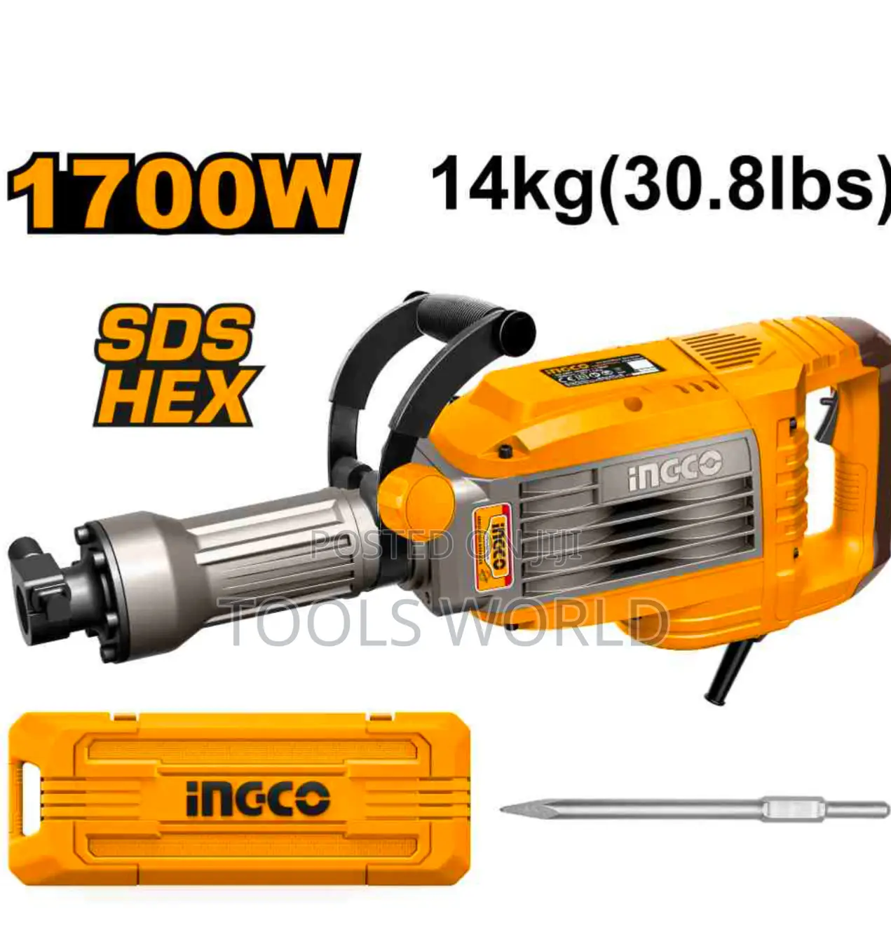Ingco 1700W Jack Hammer Demolition Breaker 14kg