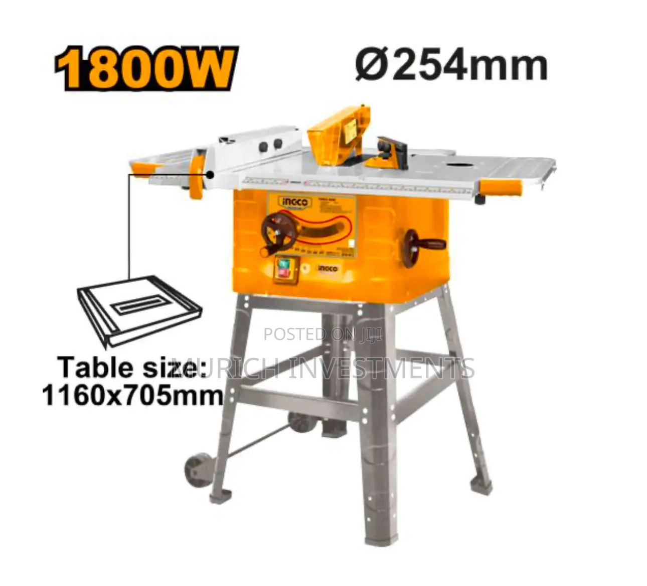 INGCO TS180028 Industrial Table Saw With Router Hole Attach