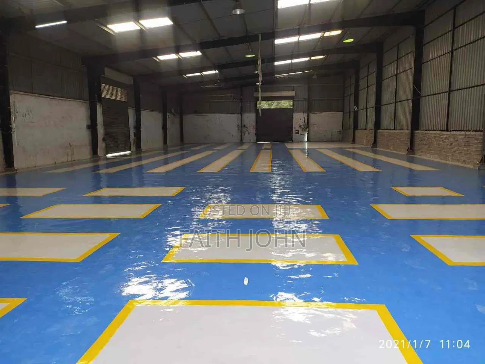 Blue and Yellow Epoxy Flooring