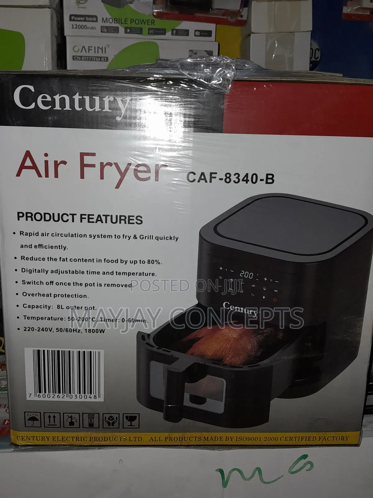 Century 8litres Airfryer With Digital Touch Screen-Fry Grill