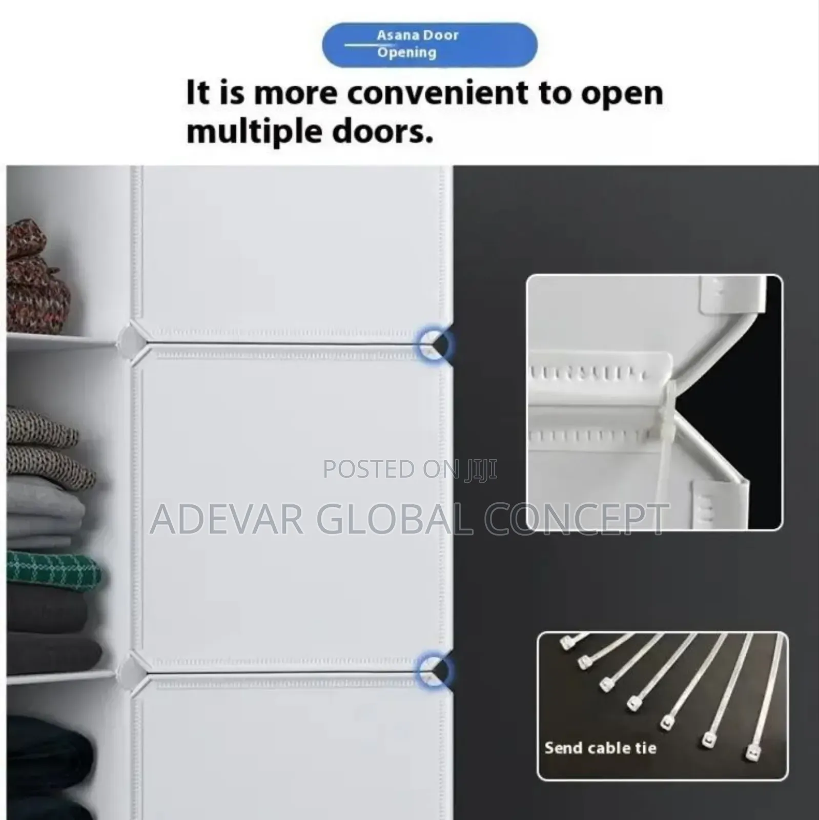 3 Partition Plastic Wardrobe Black Cube Storage Organizer