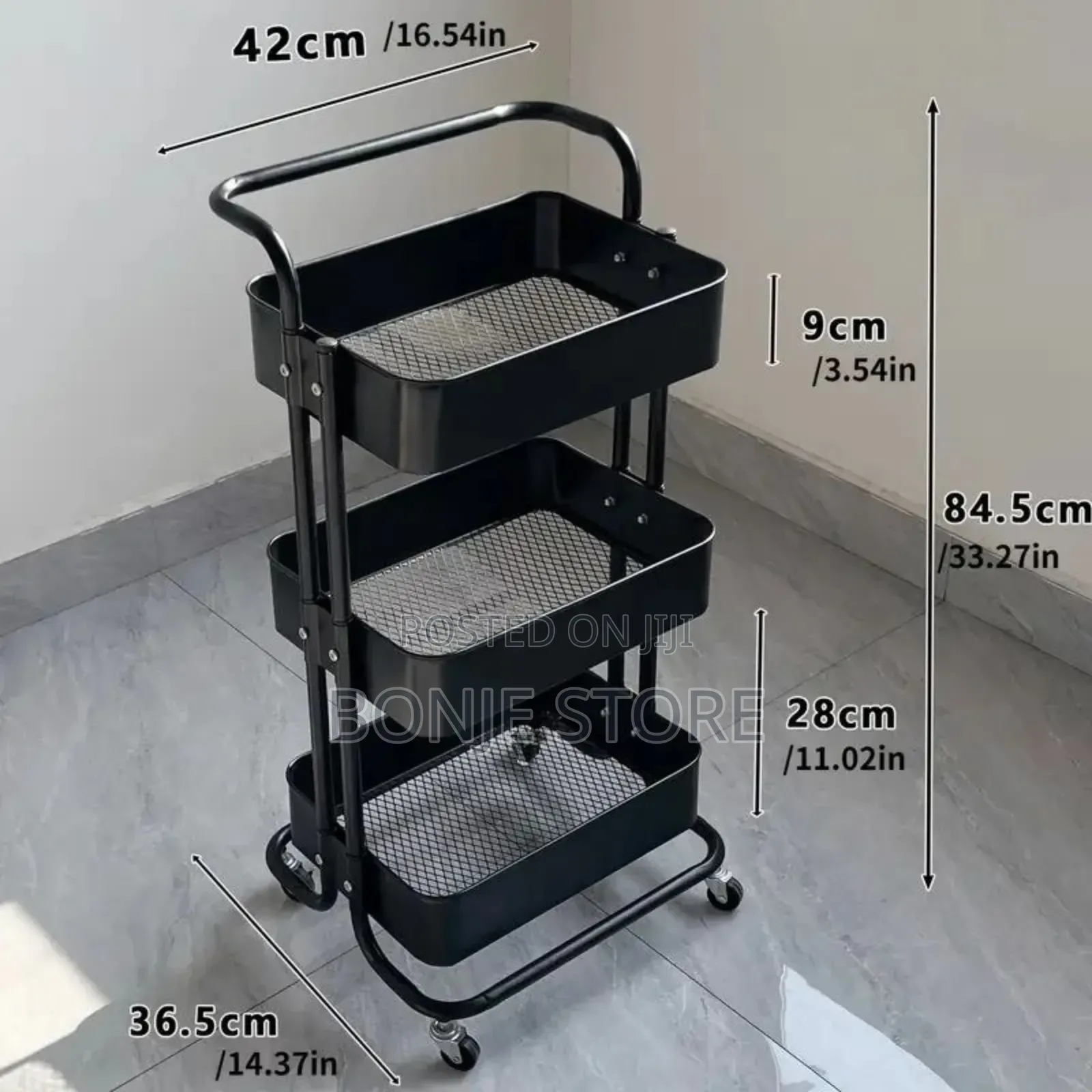 3-Tier Rolling Cart, Kitchen Storage Rack, Baby Trolley