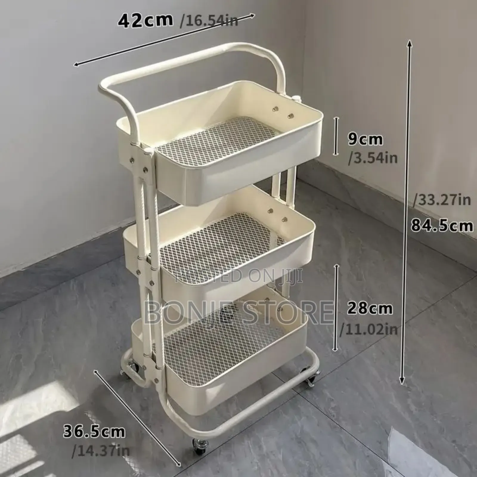 3-Tier Rolling Cart, Kitchen Storage Rack, Baby Trolley
