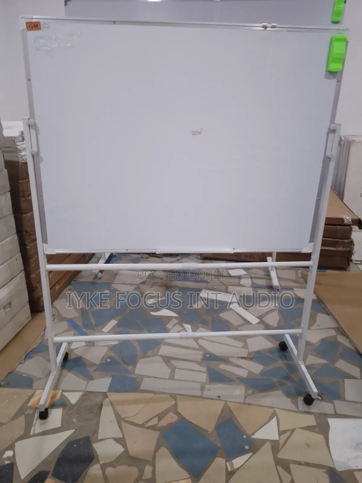 4ft by 3ft Double Sided Magnetic White Board With Stand