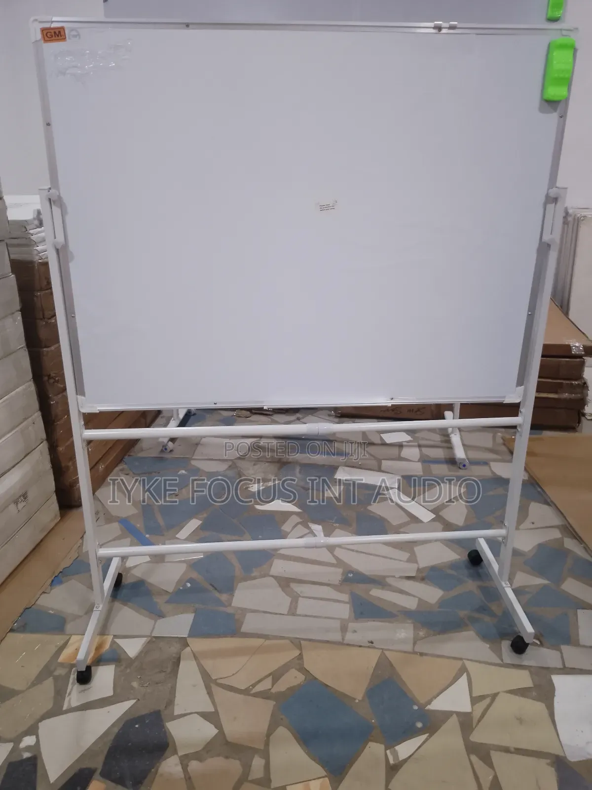 4ft by 3ft Double Sided Magnetic White Board With Stand