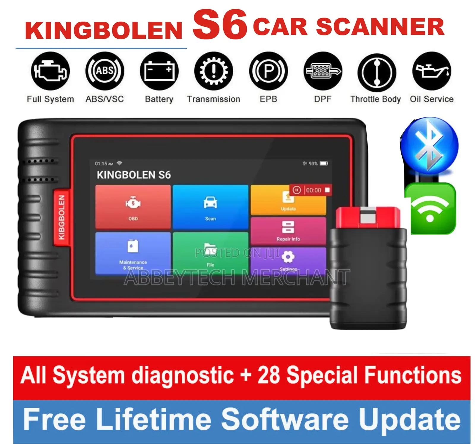 Kingbolen S6 Cars Scanner All System 28 Resets Wit Immo