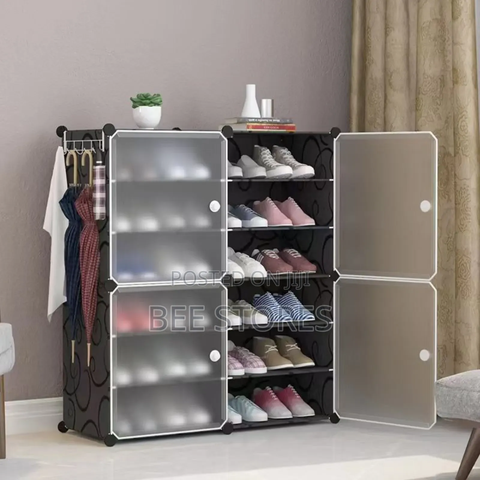 6 Layers Quality Plastic Double Column Shoe Rack