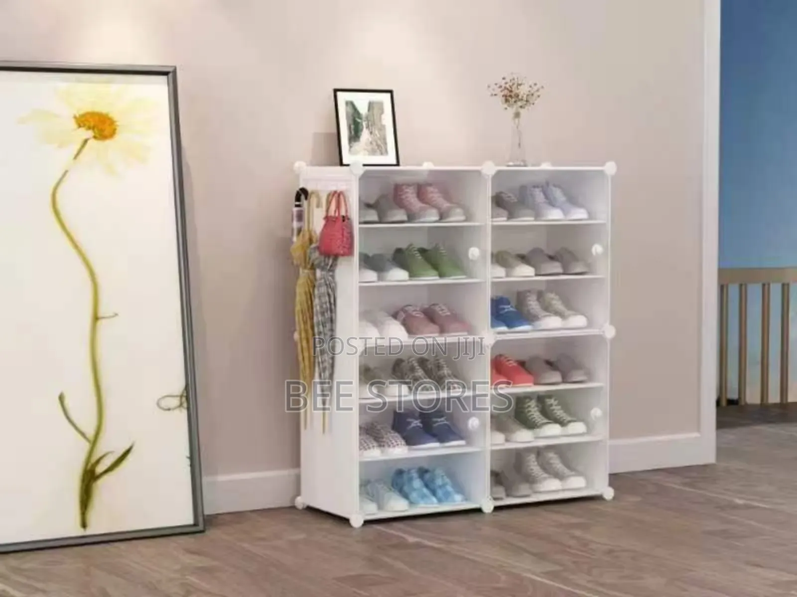6 Layers Quality Plastic Double Column Shoe Rack