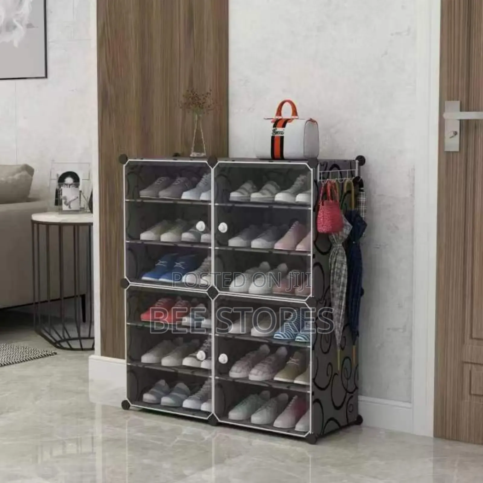 6 Layers Quality Plastic Double Column Shoe Rack