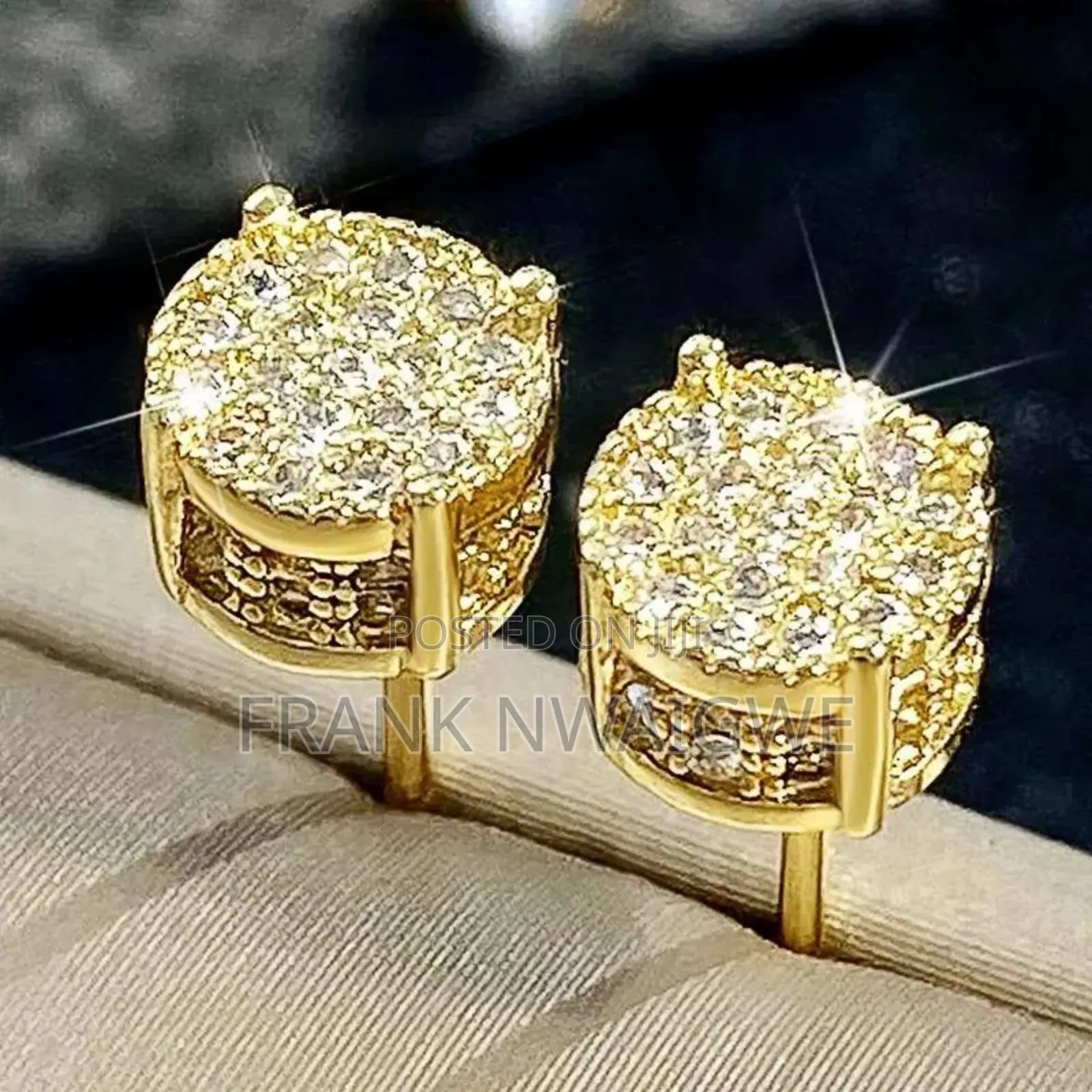Iced Diamond Cz Gold Silver Earrings Stud