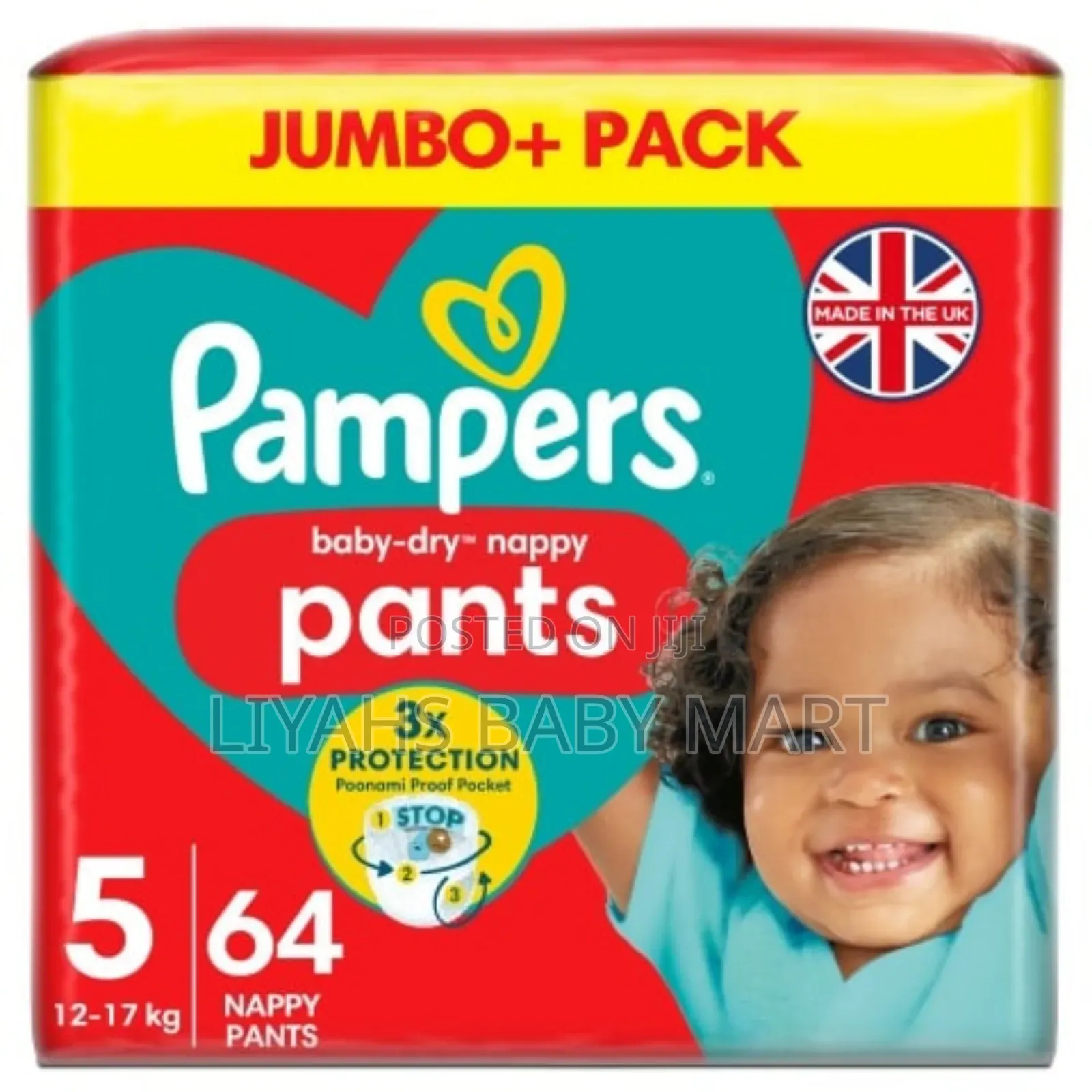 Pampers Baby Dry Nappy Pants Size 5 Jumbo+ 64 Pack