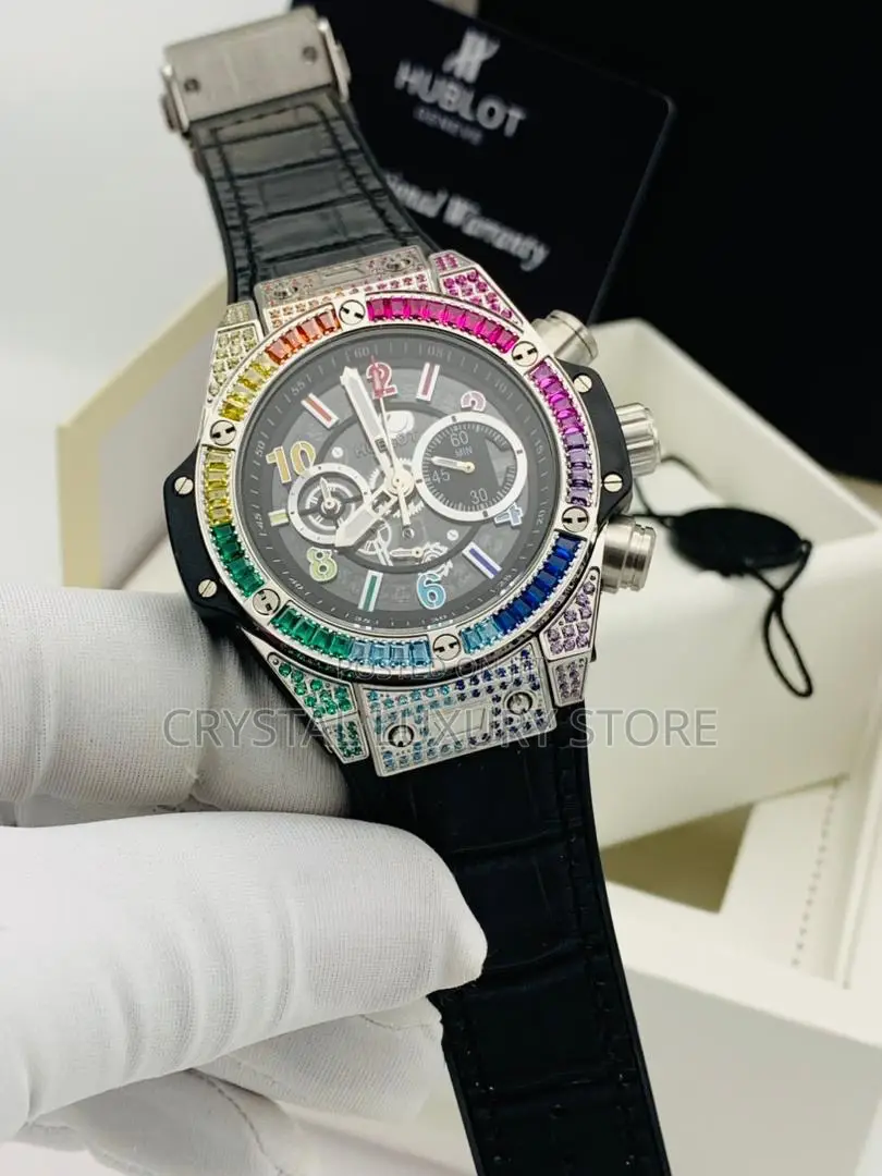 Hublot Quality Men Rubber Strap Wristwatch