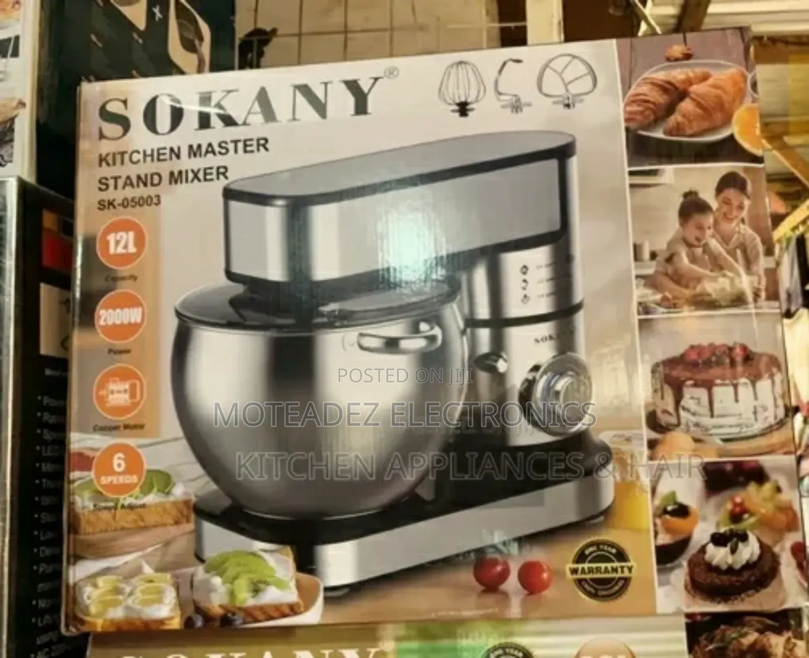 Sokany 12l (2000w) Commercial Stand Cake Mixer W/Large Bowl