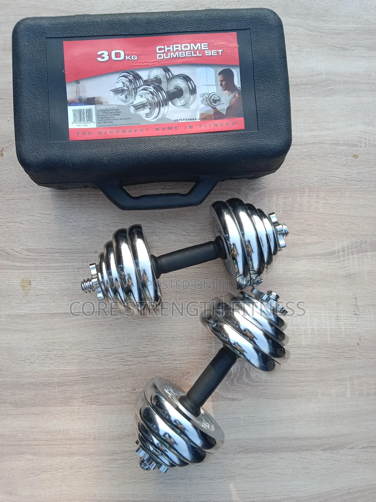 Pairs of 15kg Dumbbell Set in Plastic Box Carrier