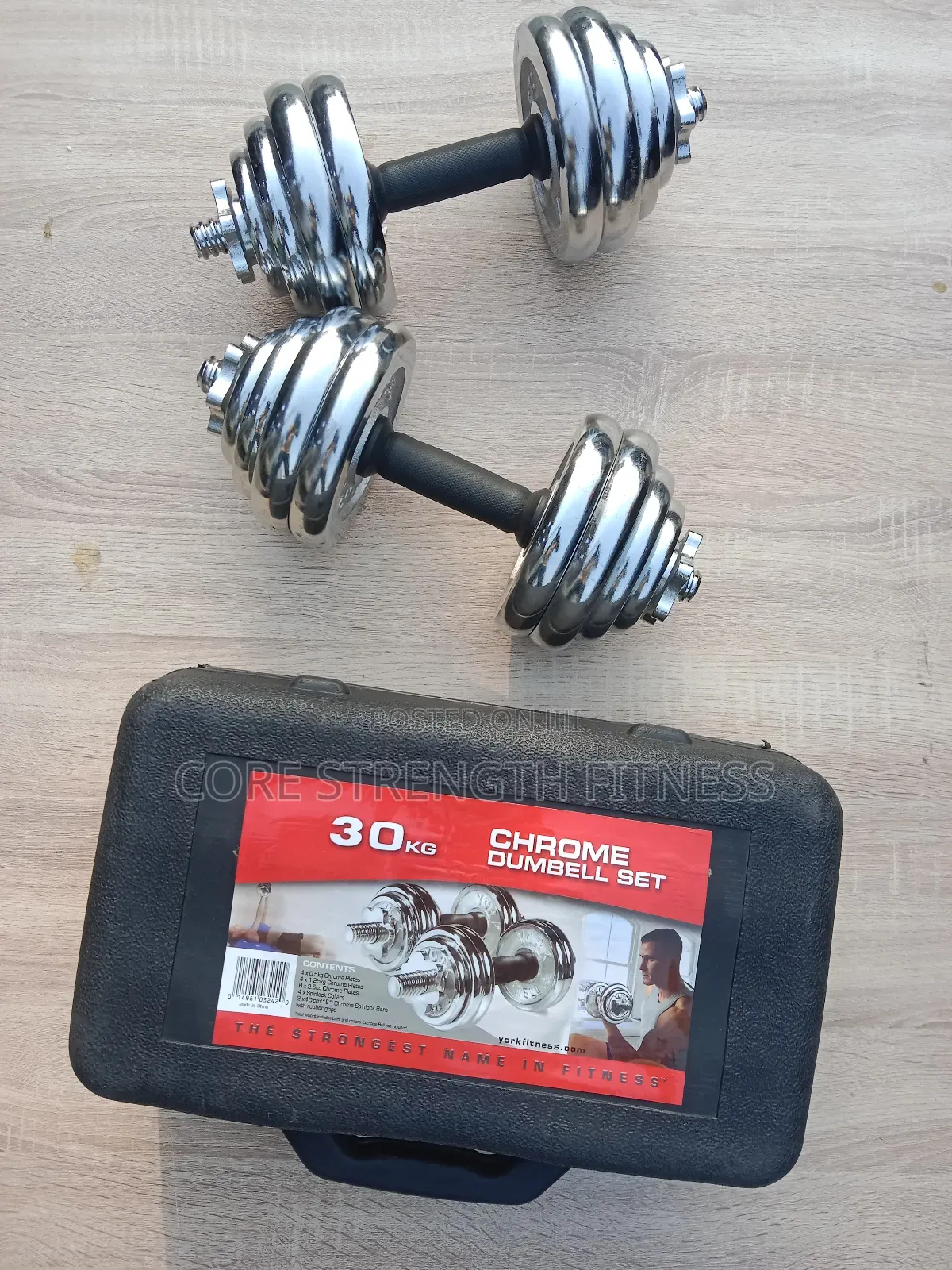 Pairs of 15kg Dumbbell Set in Plastic Box Carrier