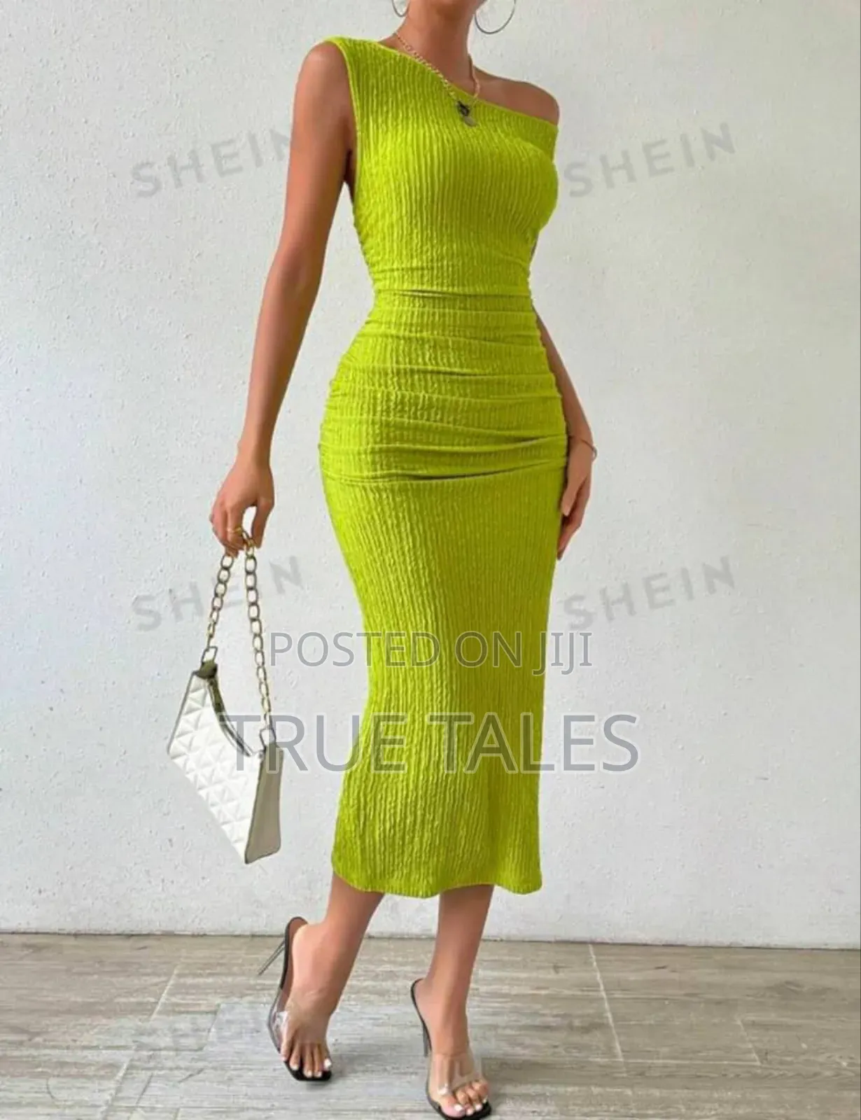 Lemon Green Off Shoulder Snug Long Dress