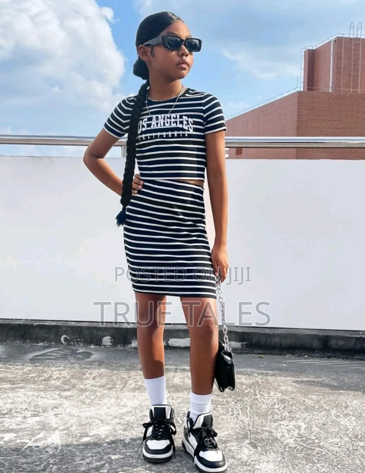 Girl's White and Black Set and Top/Blouse Set Ages 9 to 12