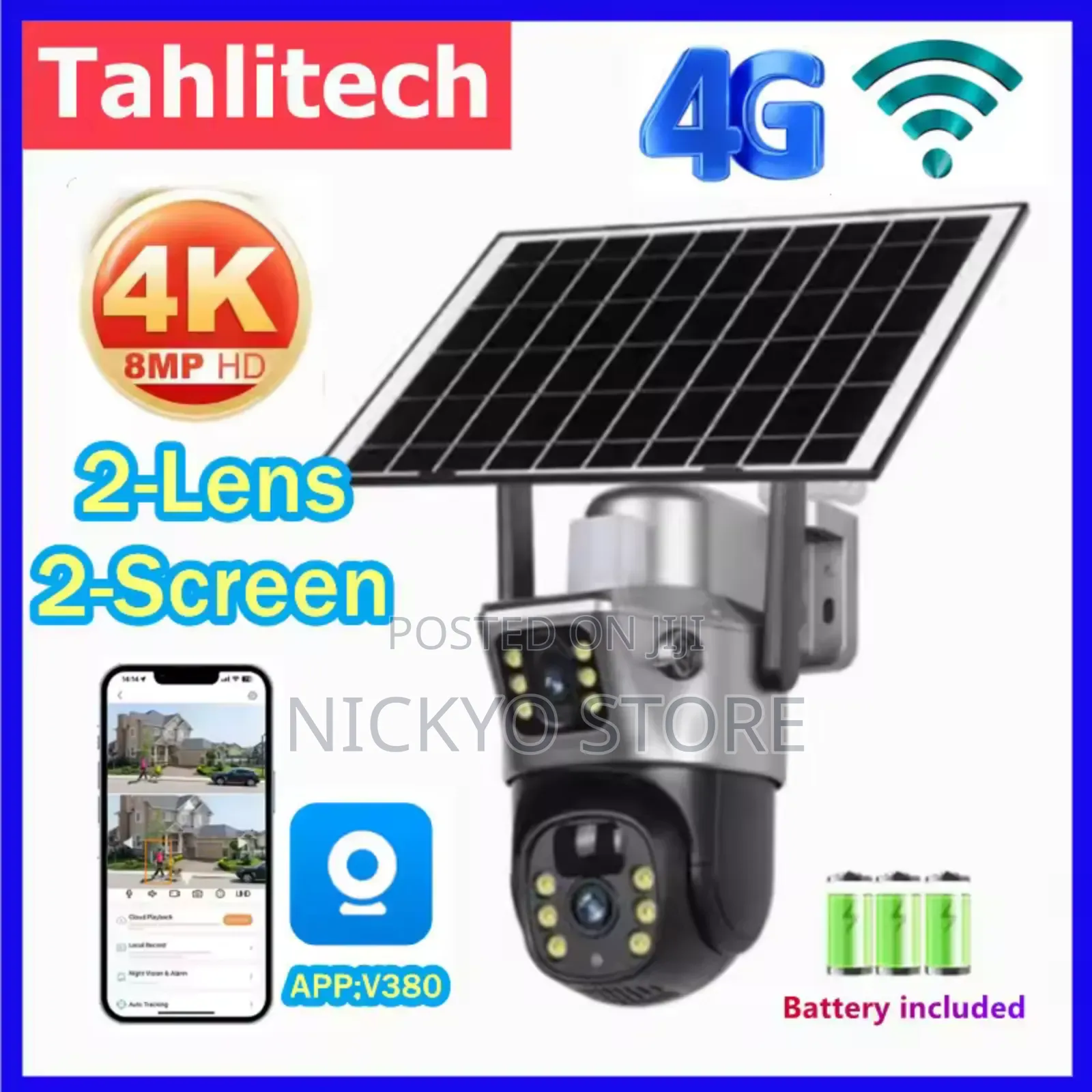 Solar Battery Camera Outdoor Wireless Wifi Double Lens