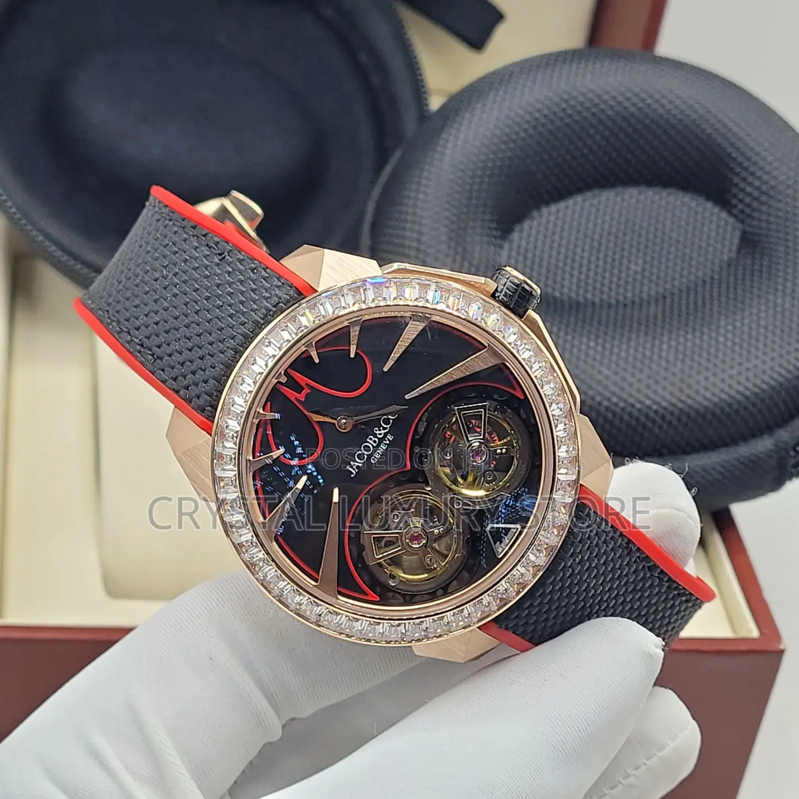 Jacob Co Quality Men Genuine Rubber Strap Wristwatch