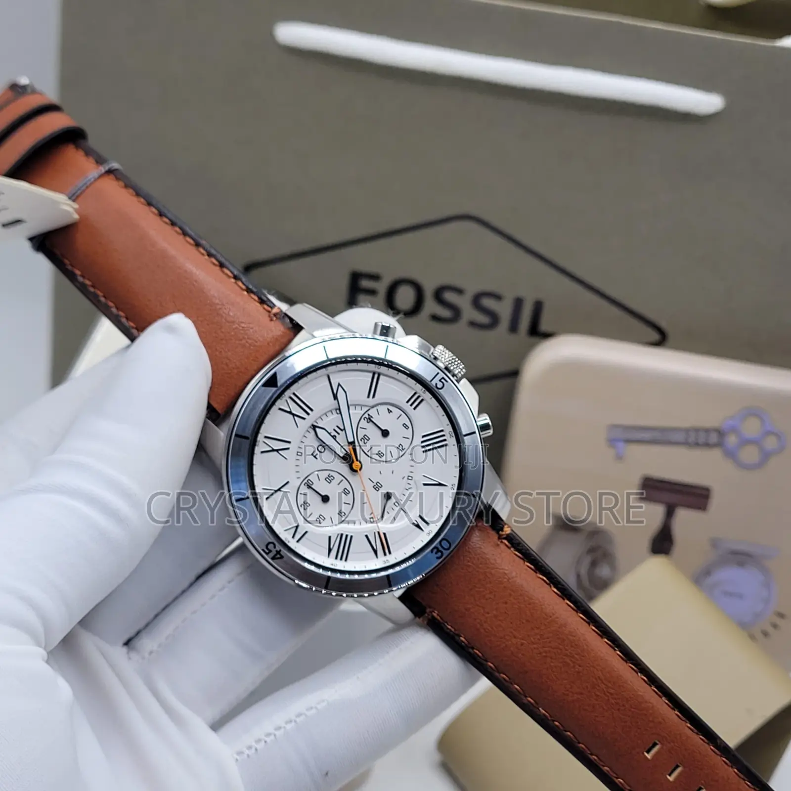 Fossil Quality Luxury Men Genuine Leather Wristwatch