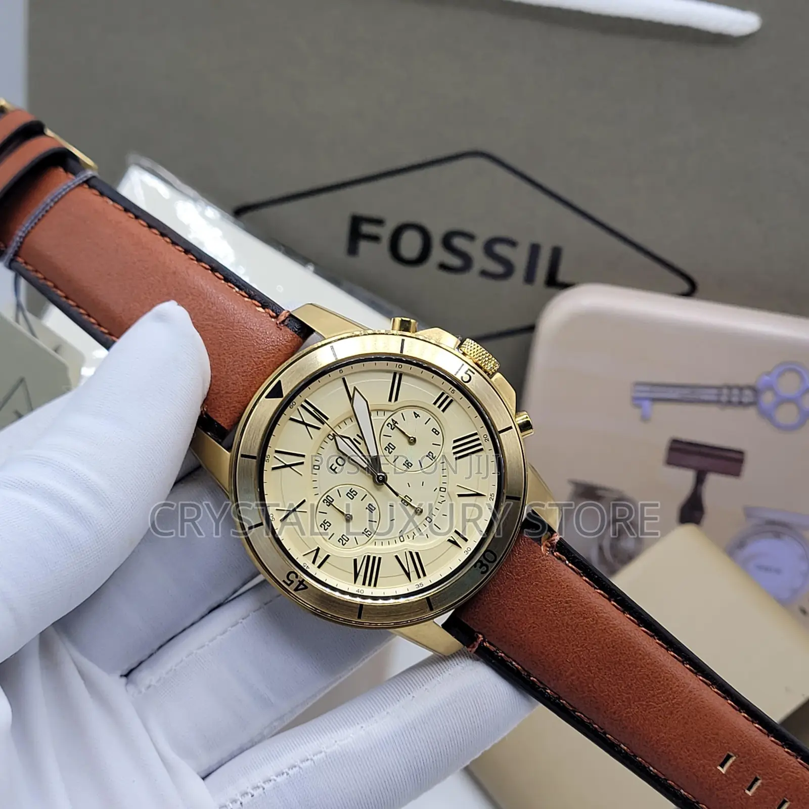 Fossil Quality Luxury Men Genuine Leather Wristwatch