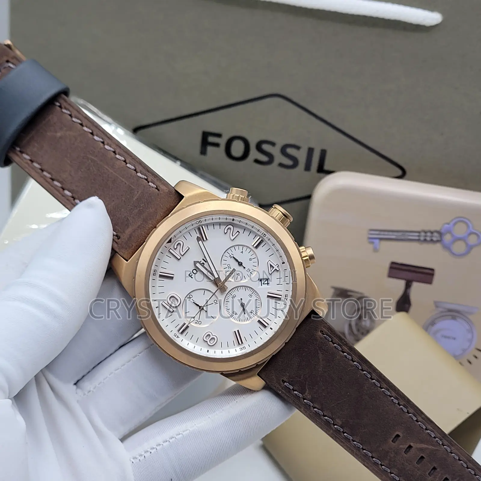 Fossil Quality Luxury Men Genuine Leather Wristwatch