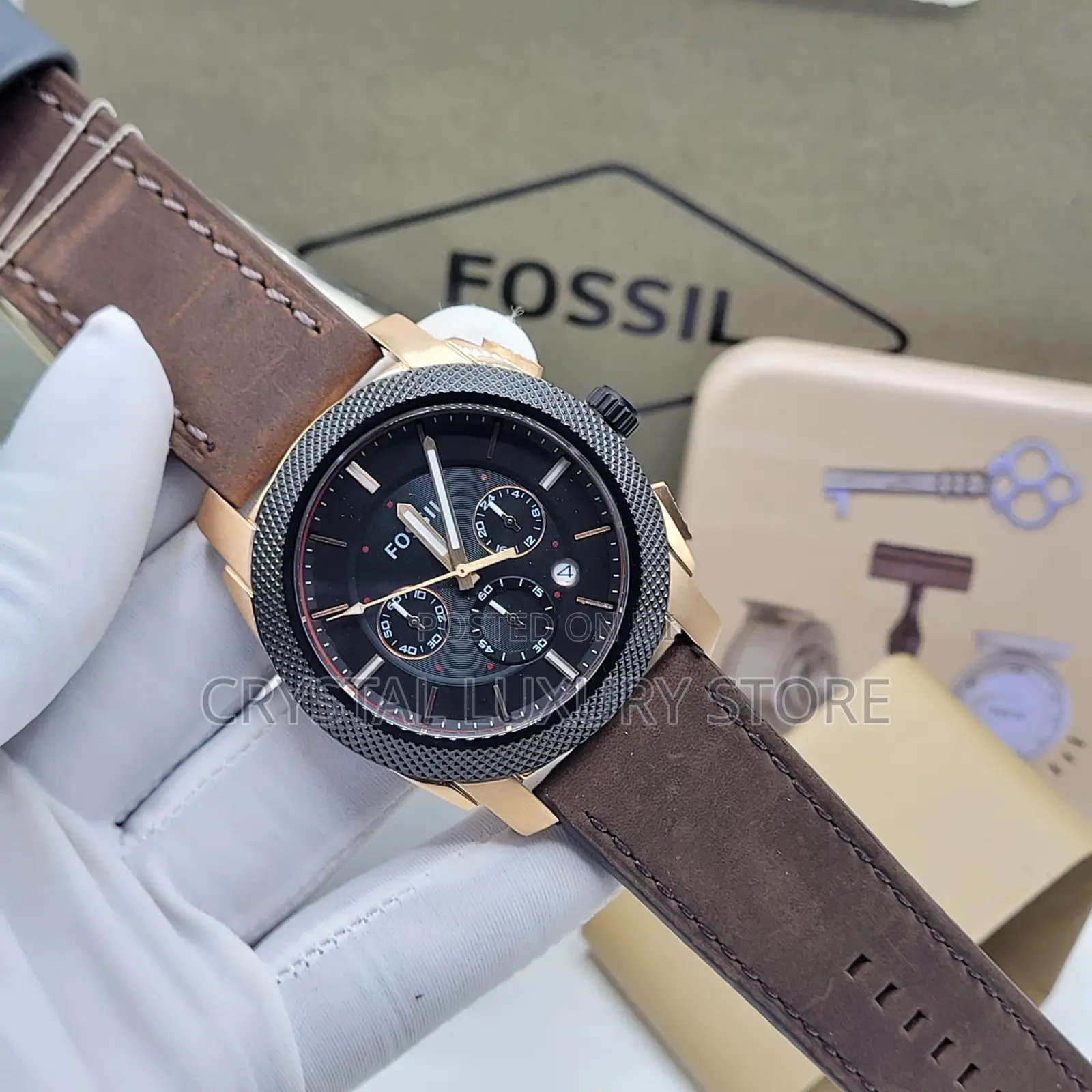 Fossil Quality Luxury Men Genuine Leather Wristwatch