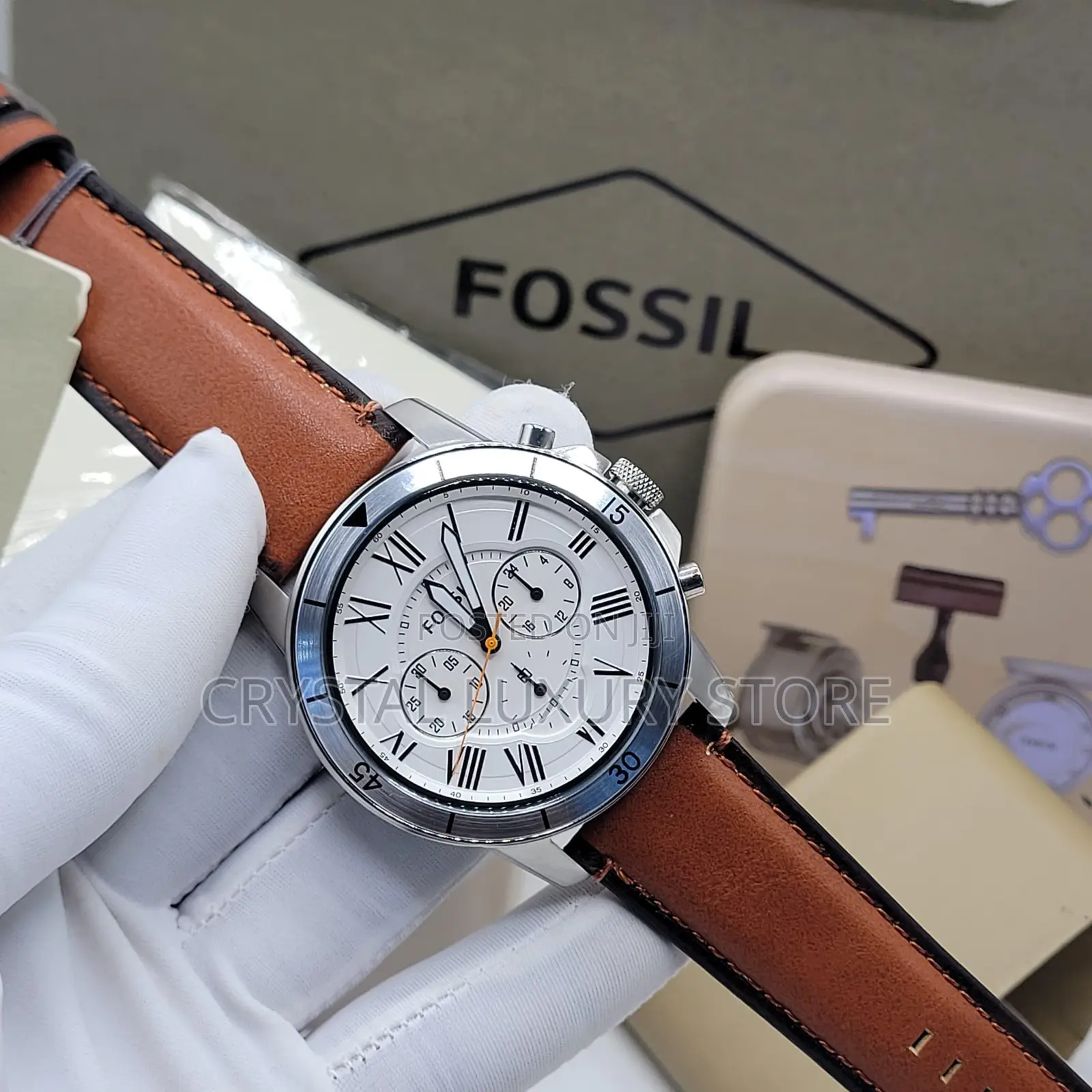 Fossil Quality Luxury Men Genuine Leather Wristwatch