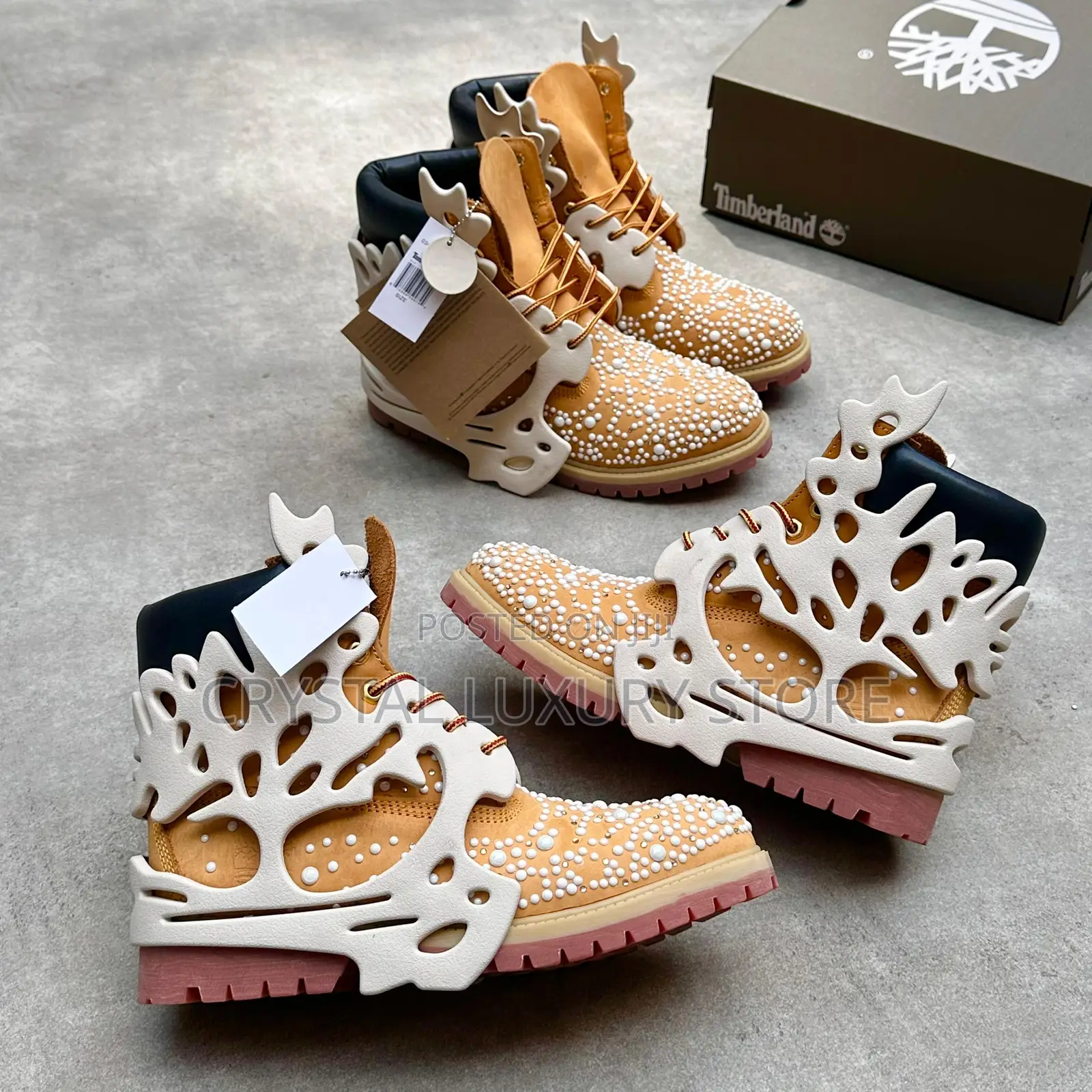 Timberland Custom Swarovski Pearl Timberland Boots