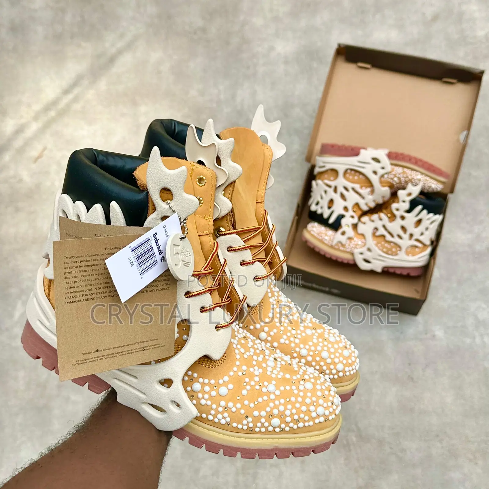 Timberland Custom Swarovski Pearl Timberland Boots